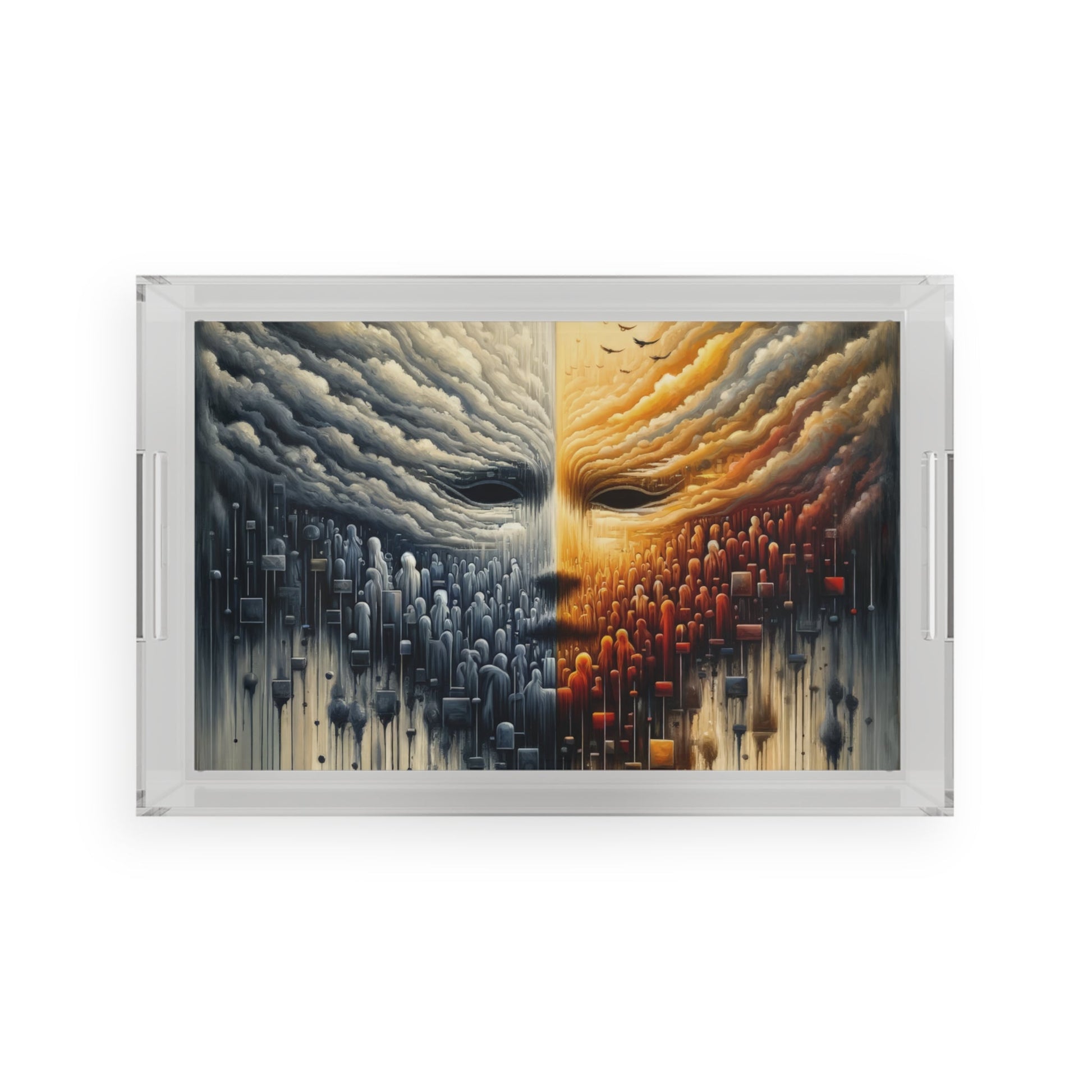Subdued Revolutionary Currents Acrylic Serving Tray - ATUH.ART