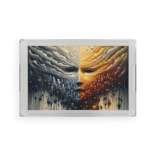 Subdued Revolutionary Currents Acrylic Serving Tray - ATUH.ART