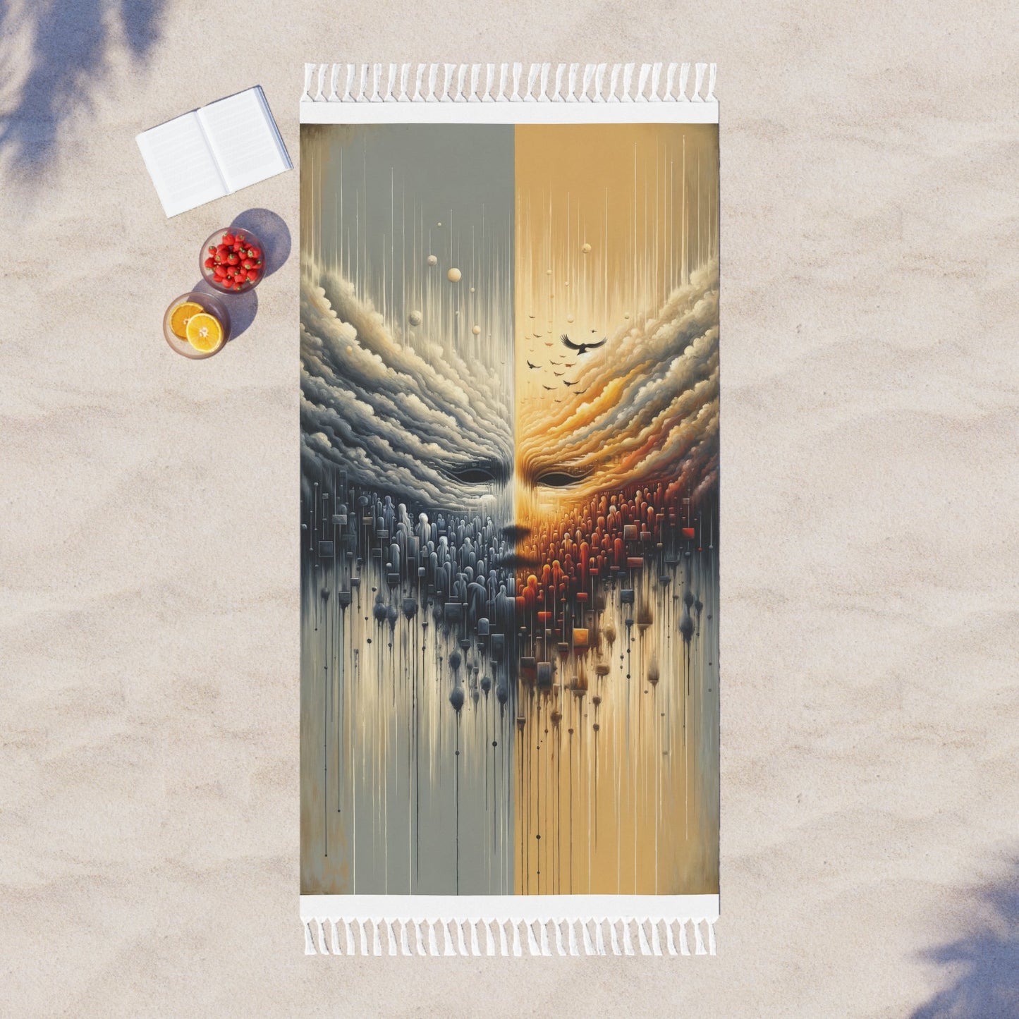 Subdued Revolutionary Currents Boho Beach Cloth - ATUH.ART
