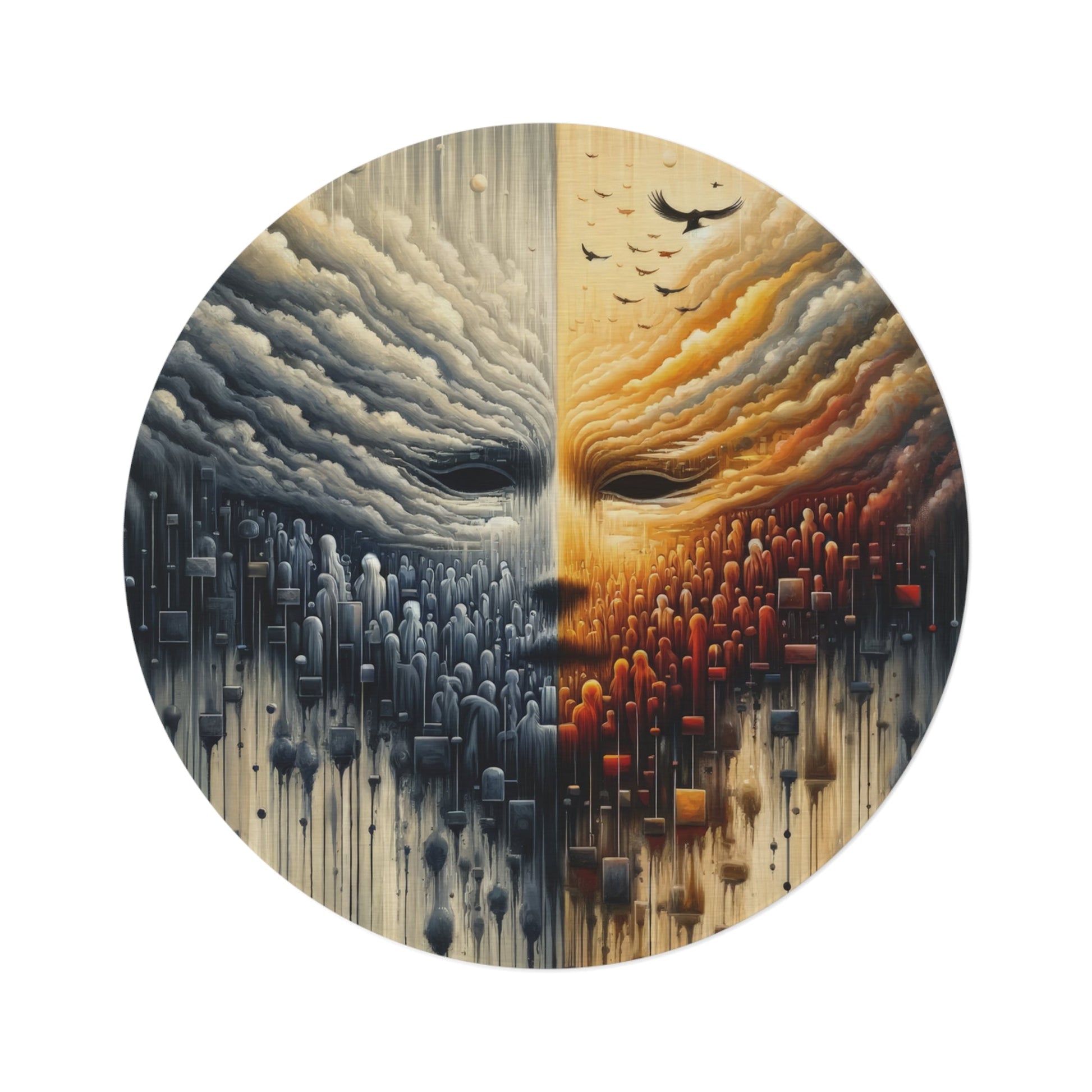 Subdued Revolutionary Currents Round Rug - ATUH.ART