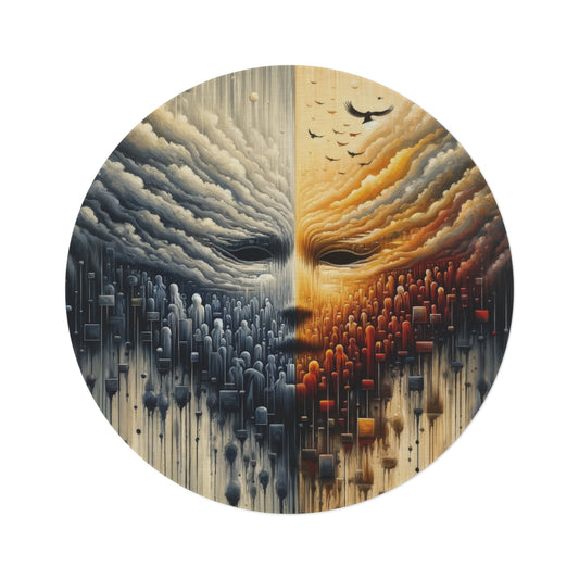 Subdued Revolutionary Currents Round Rug - ATUH.ART
