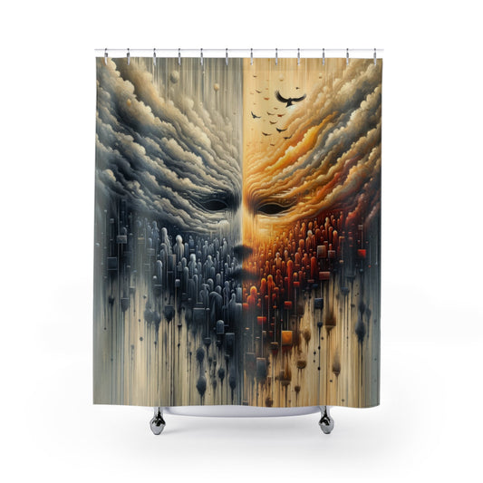 Subdued Revolutionary Currents Shower Curtains - ATUH.ART