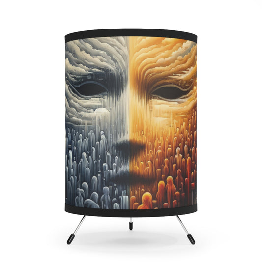 Subdued Revolutionary Currents Tripod Lamp with High-Res Printed Shade, US\CA plug - ATUH.ART