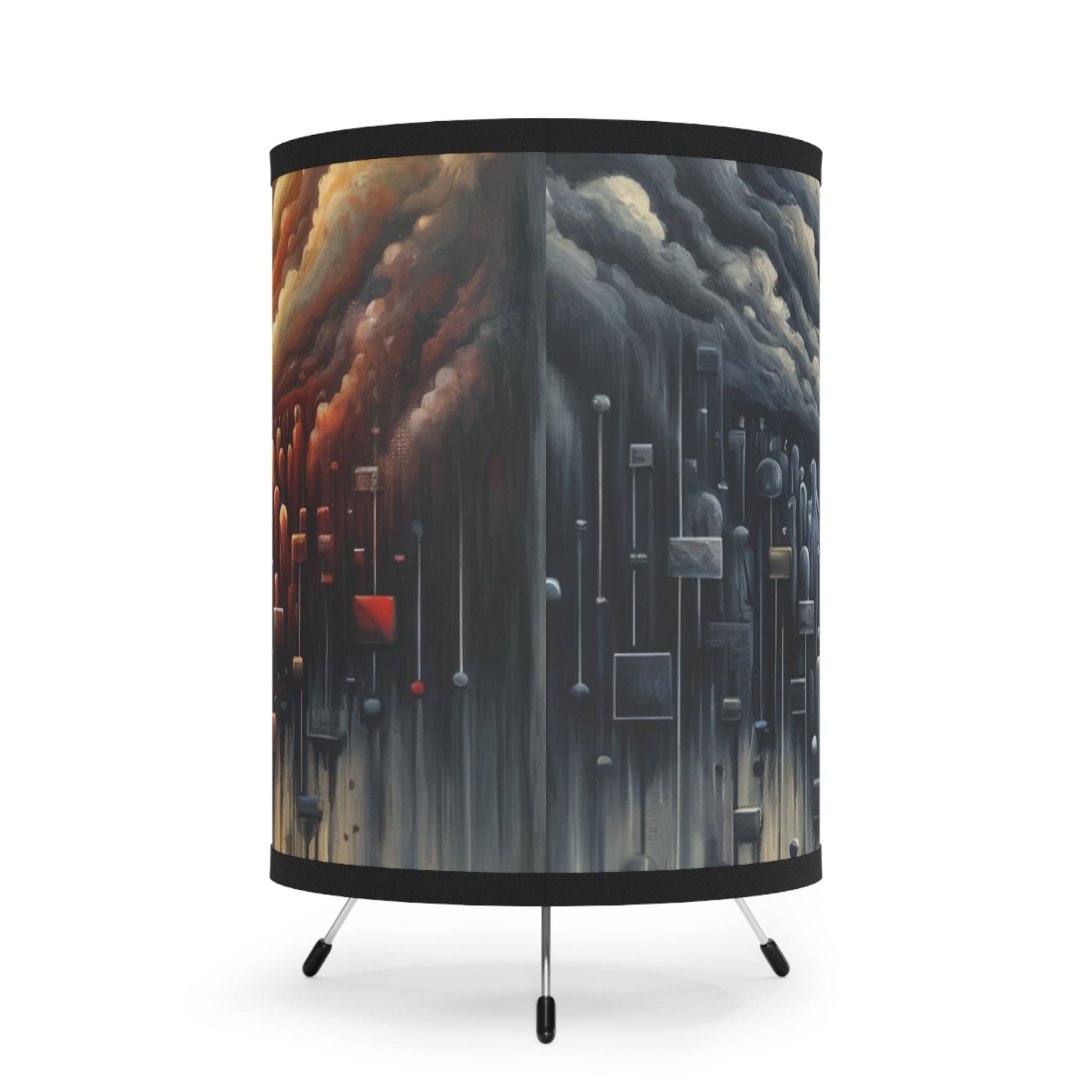 Subdued Revolutionary Currents Tripod Lamp with High-Res Printed Shade, US\CA plug - ATUH.ART