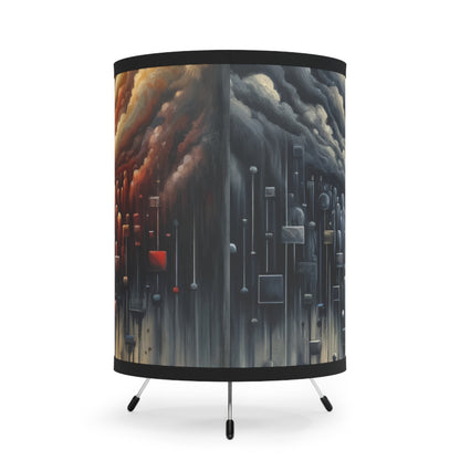 Subdued Revolutionary Currents Tripod Lamp with High-Res Printed Shade, US\CA plug - ATUH.ART