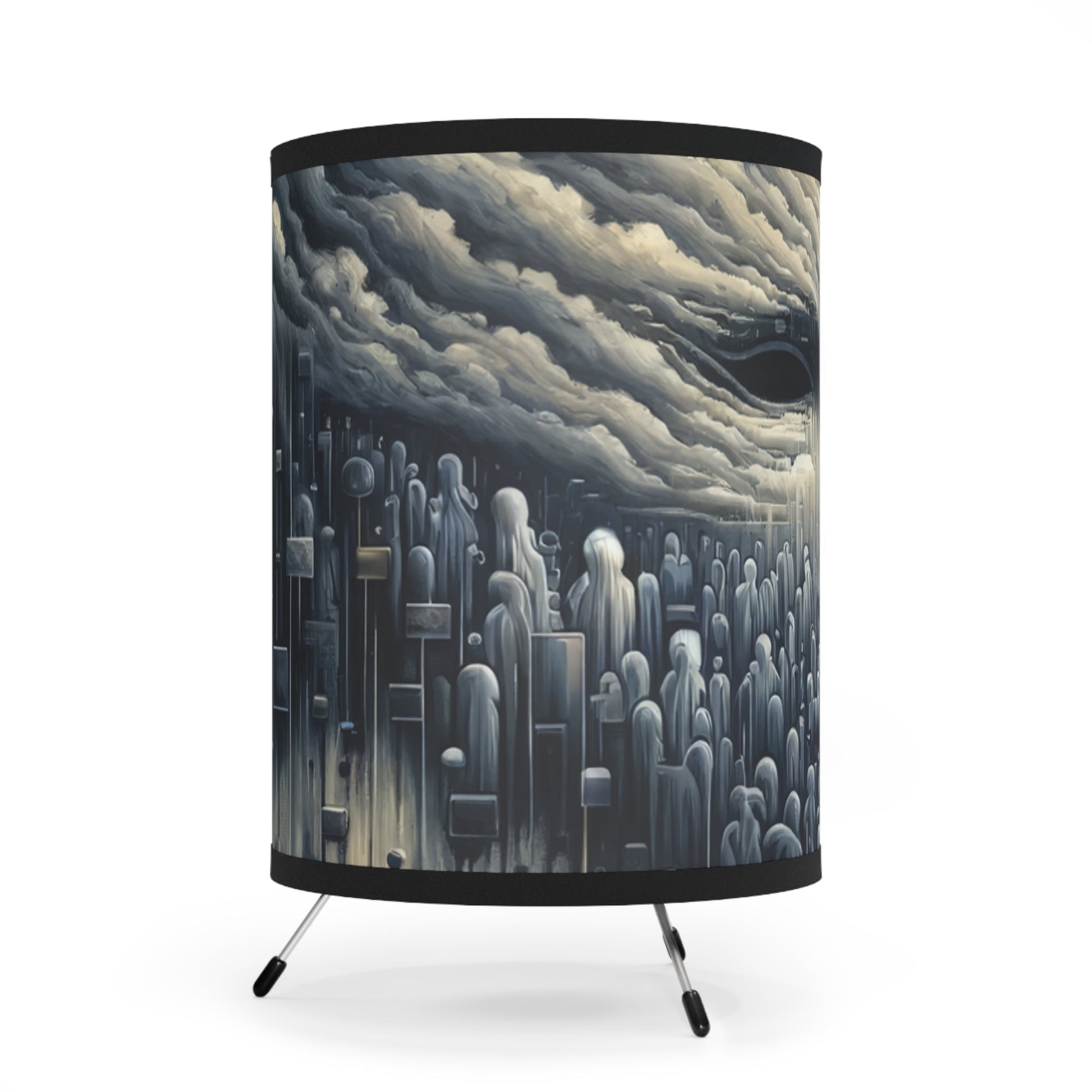 Subdued Revolutionary Currents Tripod Lamp with High-Res Printed Shade, US\CA plug - ATUH.ART