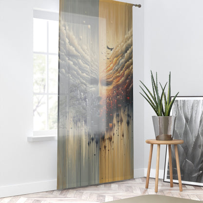 Subdued Revolutionary Currents Window Curtain - ATUH.ART