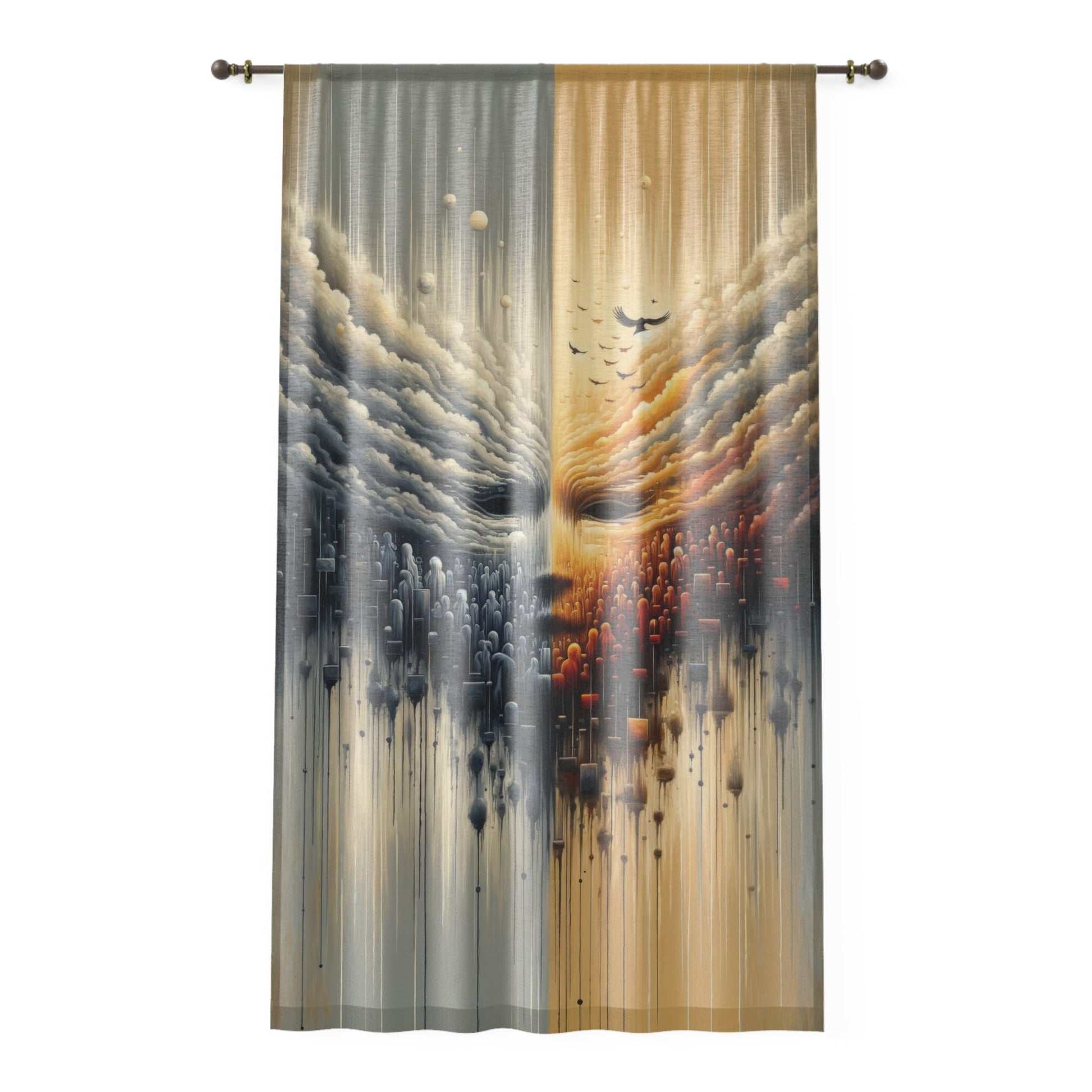 Subdued Revolutionary Currents Window Curtain - ATUH.ART