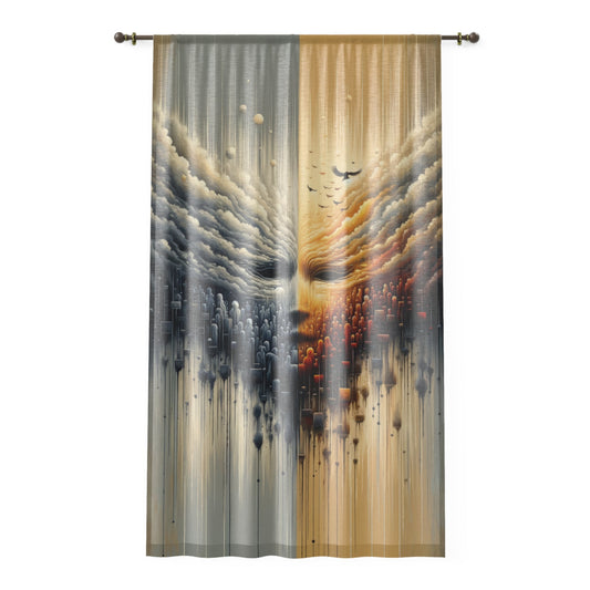 Subdued Revolutionary Currents Window Curtain - ATUH.ART