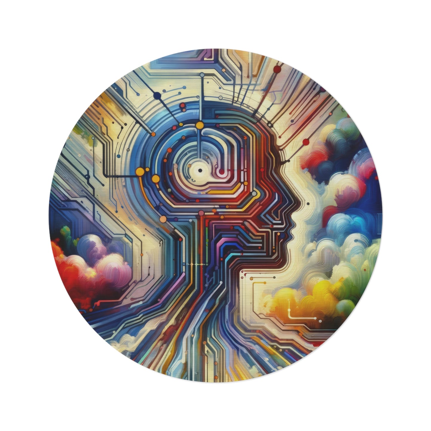 Supportive Digital Empathy Round Rug - ATUH.ART