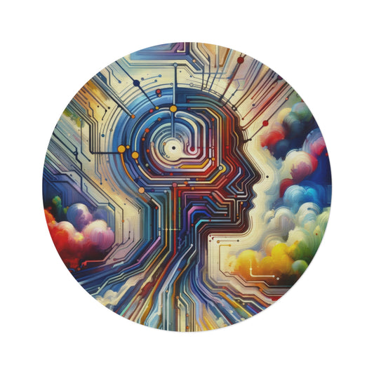 Supportive Digital Empathy Round Rug - ATUH.ART