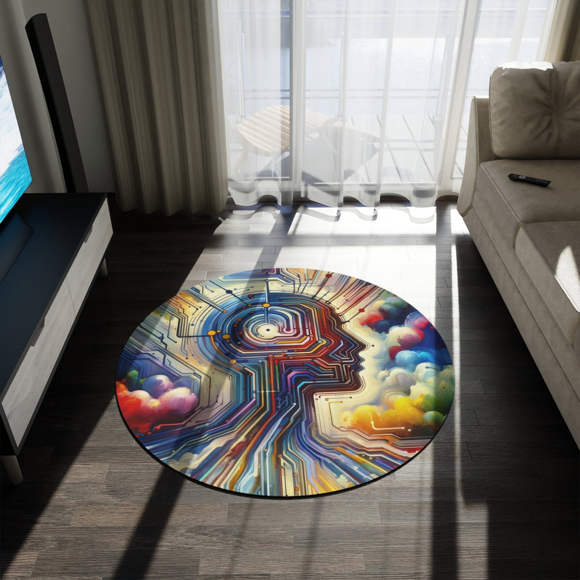 Supportive Digital Empathy Round Rug - ATUH.ART