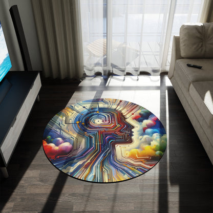 Supportive Digital Empathy Round Rug - ATUH.ART