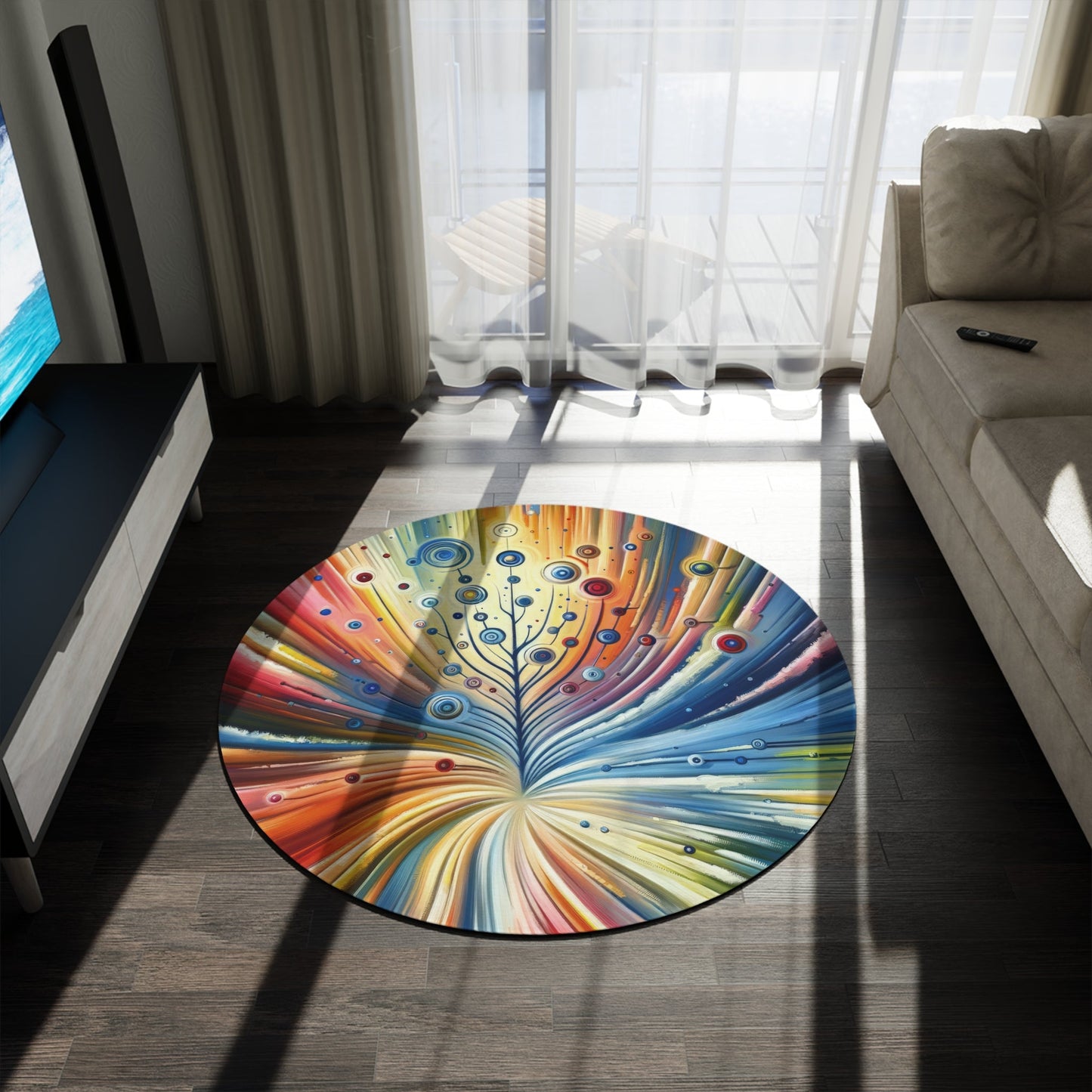 Sustainable Ripple Abstract Round Rug - ATUH.ART
