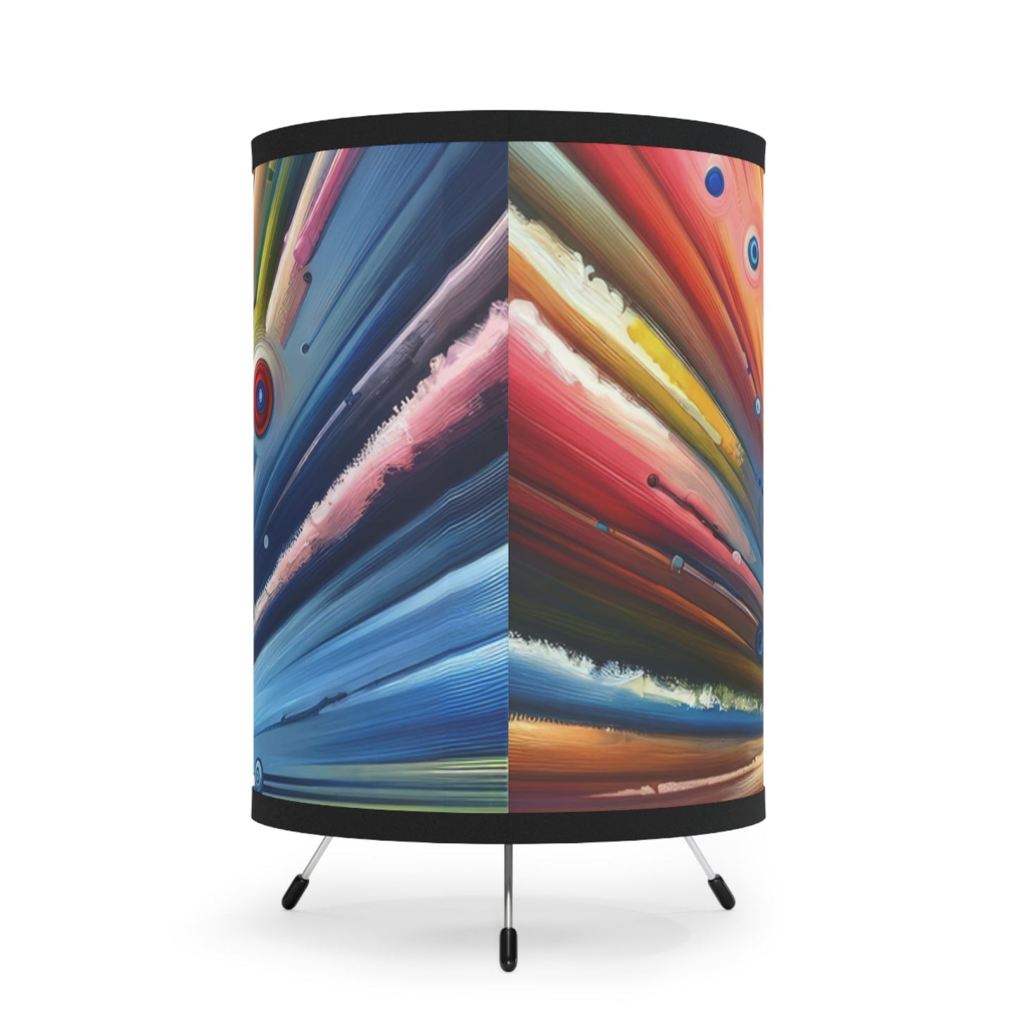 Sustainable Ripple Abstract Tripod Lamp with High-Res Printed Shade, US\CA plug - ATUH.ART