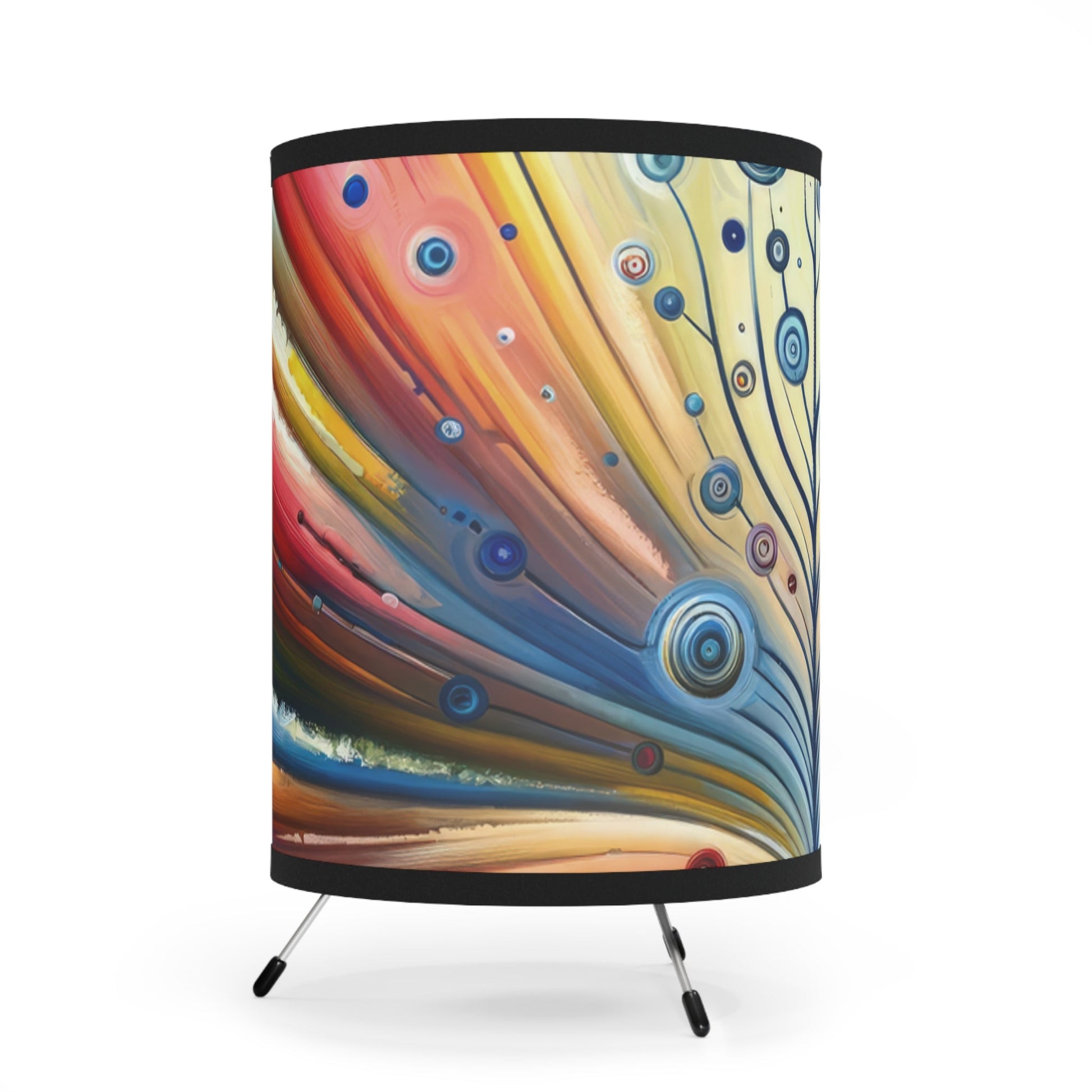 Sustainable Ripple Abstract Tripod Lamp with High-Res Printed Shade, US\CA plug - ATUH.ART