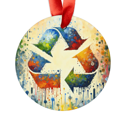 Sustainable Transformation Tachism Acrylic Ornament with Ribbon - ATUH.ART