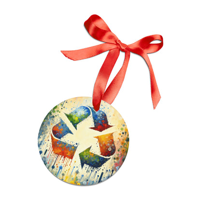 Sustainable Transformation Tachism Acrylic Ornament with Ribbon - ATUH.ART