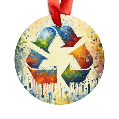 Sustainable Transformation Tachism Acrylic Ornament with Ribbon - ATUH.ART