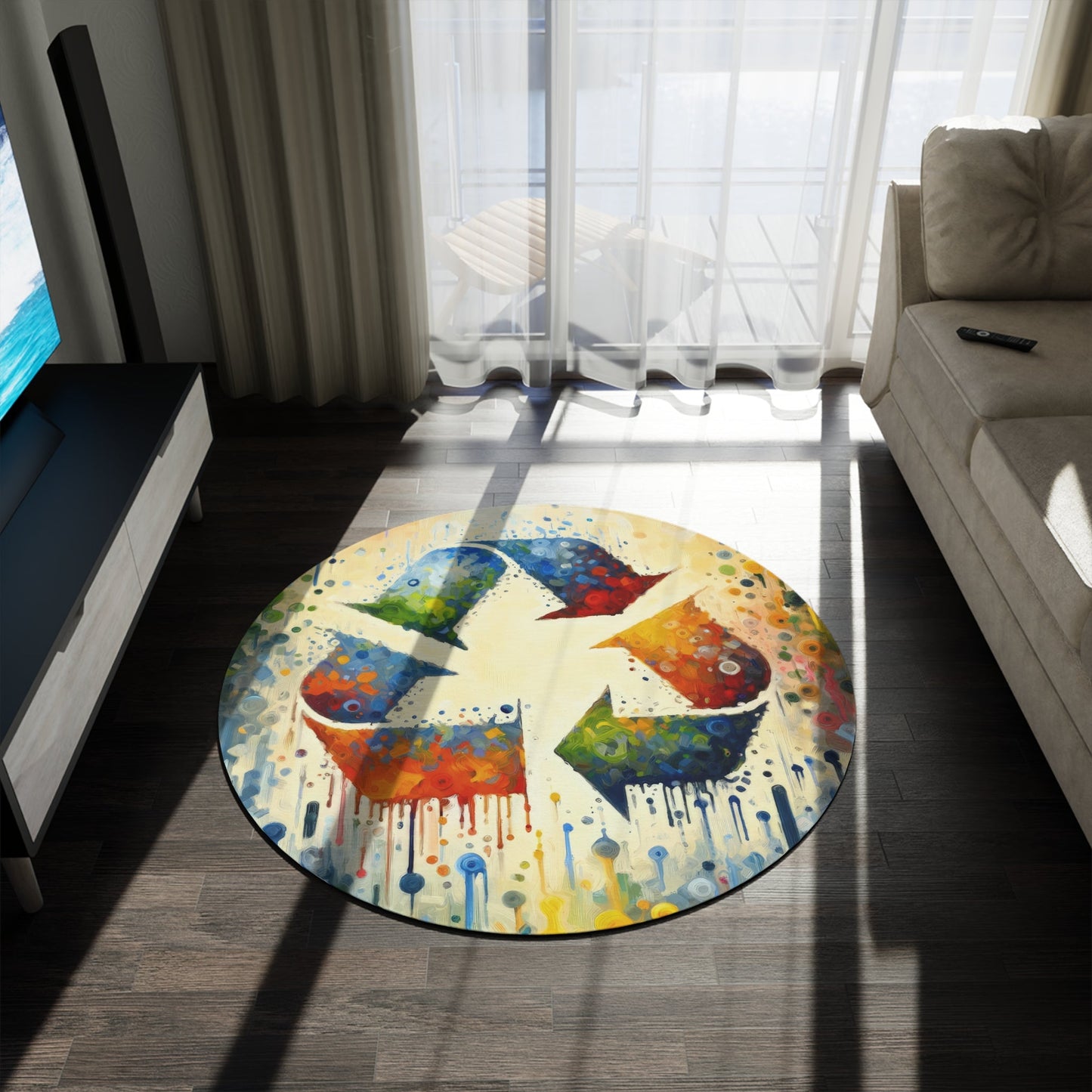Sustainable Transformation Tachism Round Rug - ATUH.ART