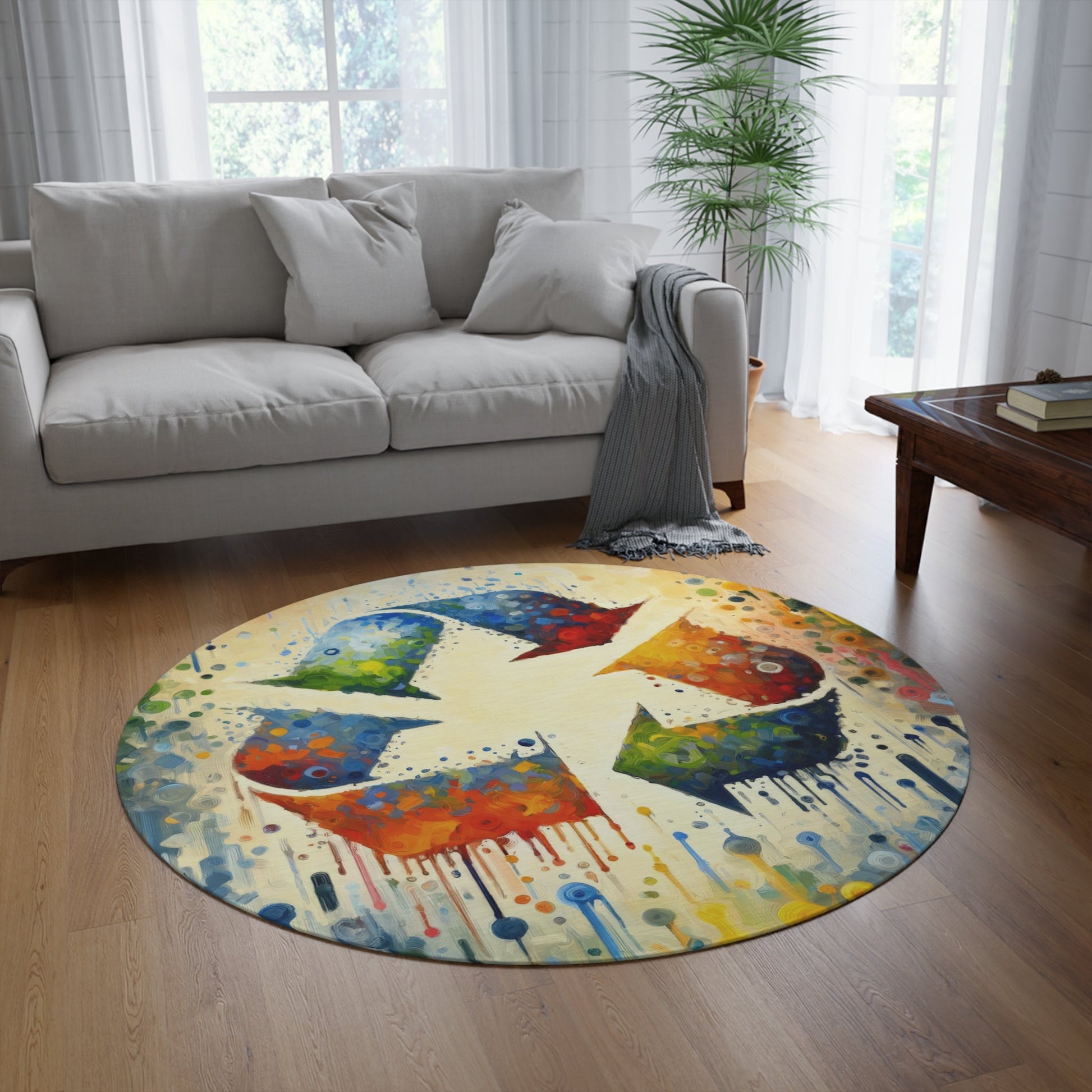 Sustainable Transformation Tachism Round Rug - ATUH.ART