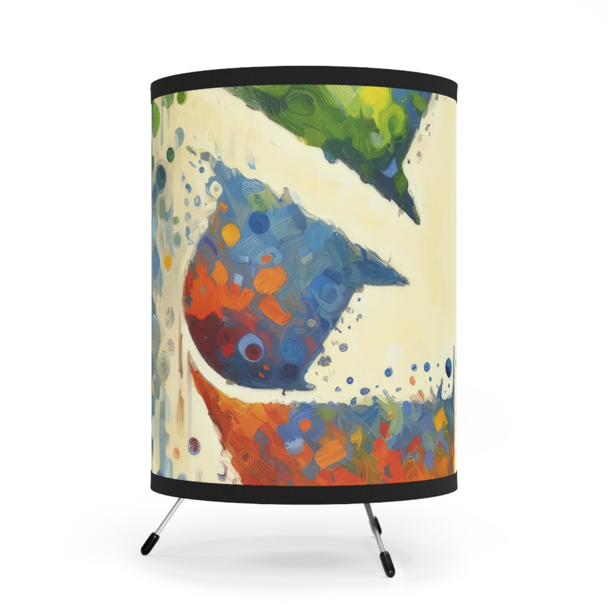 Sustainable Transformation Tachism Tripod Lamp with High-Res Printed Shade, US\CA plug - ATUH.ART