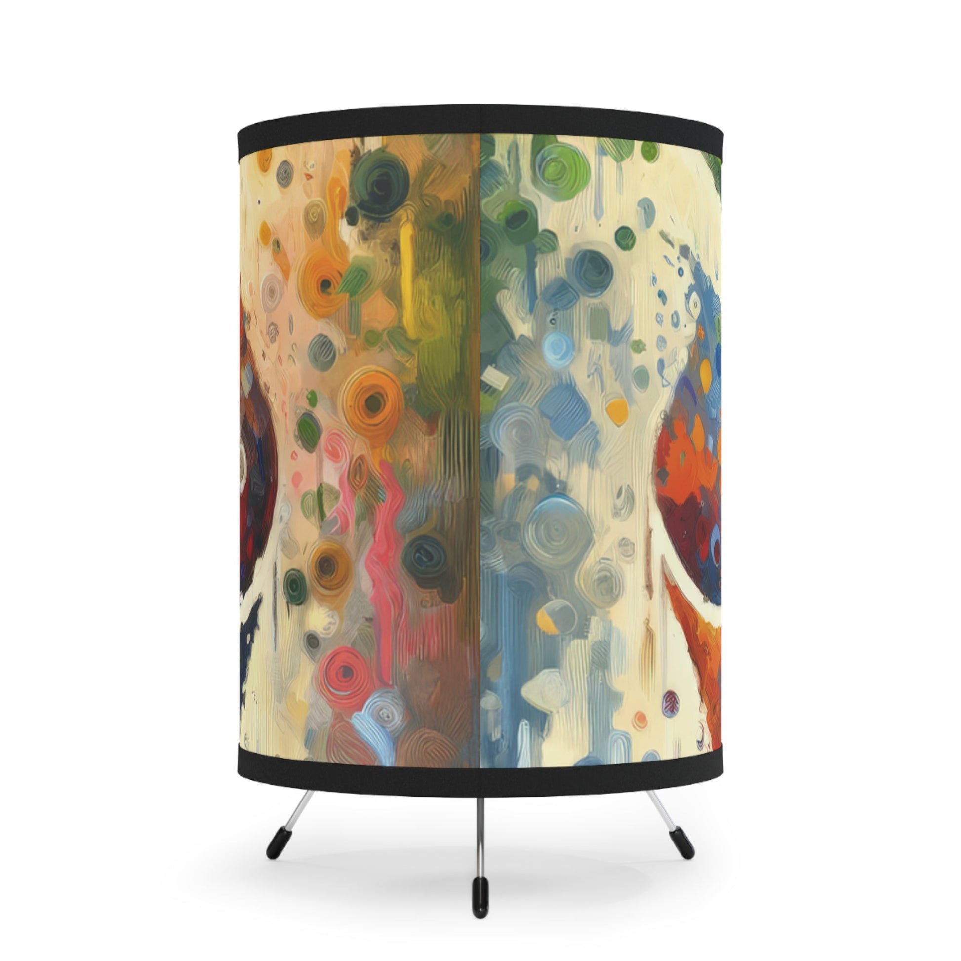 Sustainable Transformation Tachism Tripod Lamp with High-Res Printed Shade, US\CA plug - ATUH.ART