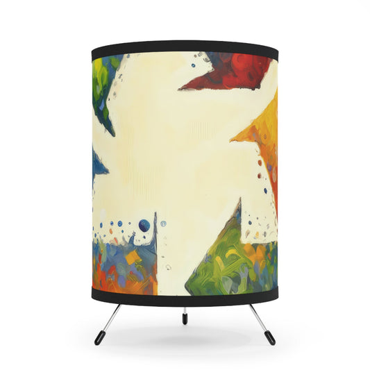 Sustainable Transformation Tachism Tripod Lamp with High-Res Printed Shade, US\CA plug - ATUH.ART