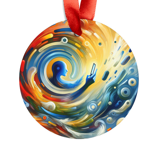 Swipe Connection Tachism Acrylic Ornament with Ribbon - ATUH.ART