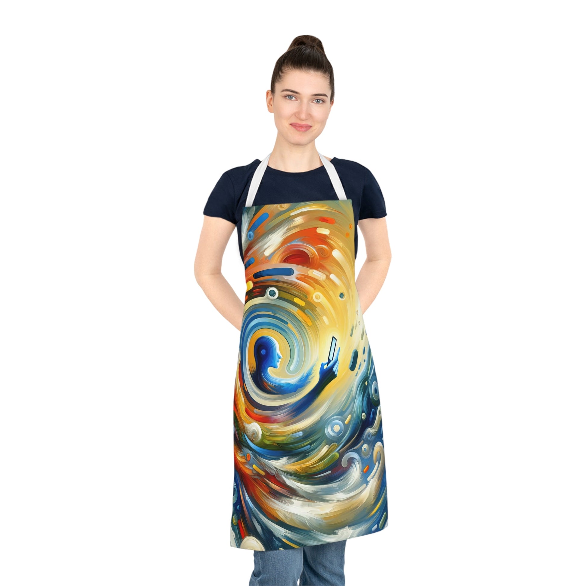 Swipe Connection Tachism Adult Apron (AOP) - ATUH.ART