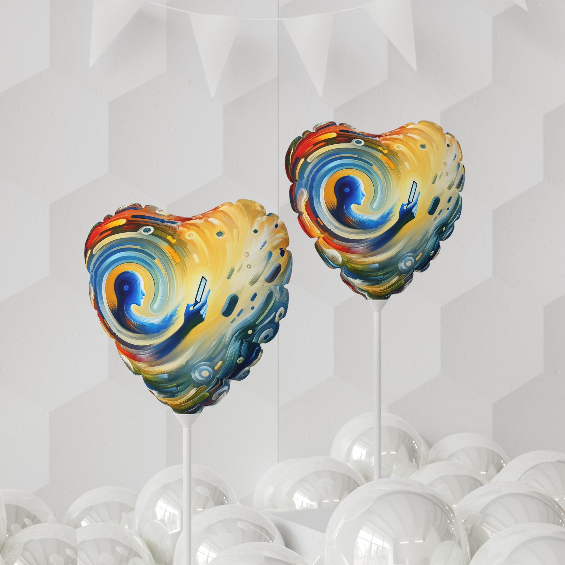 Swipe Connection Tachism Balloon (Round and Heart-shaped), 11" - ATUH.ART