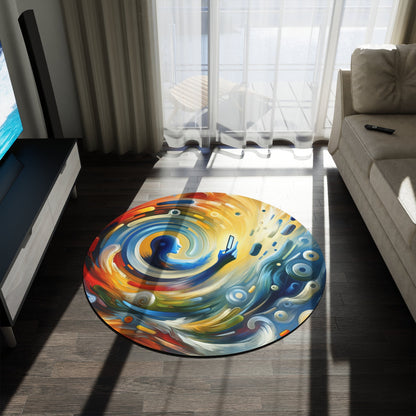 Swipe Connection Tachism Round Rug - ATUH.ART