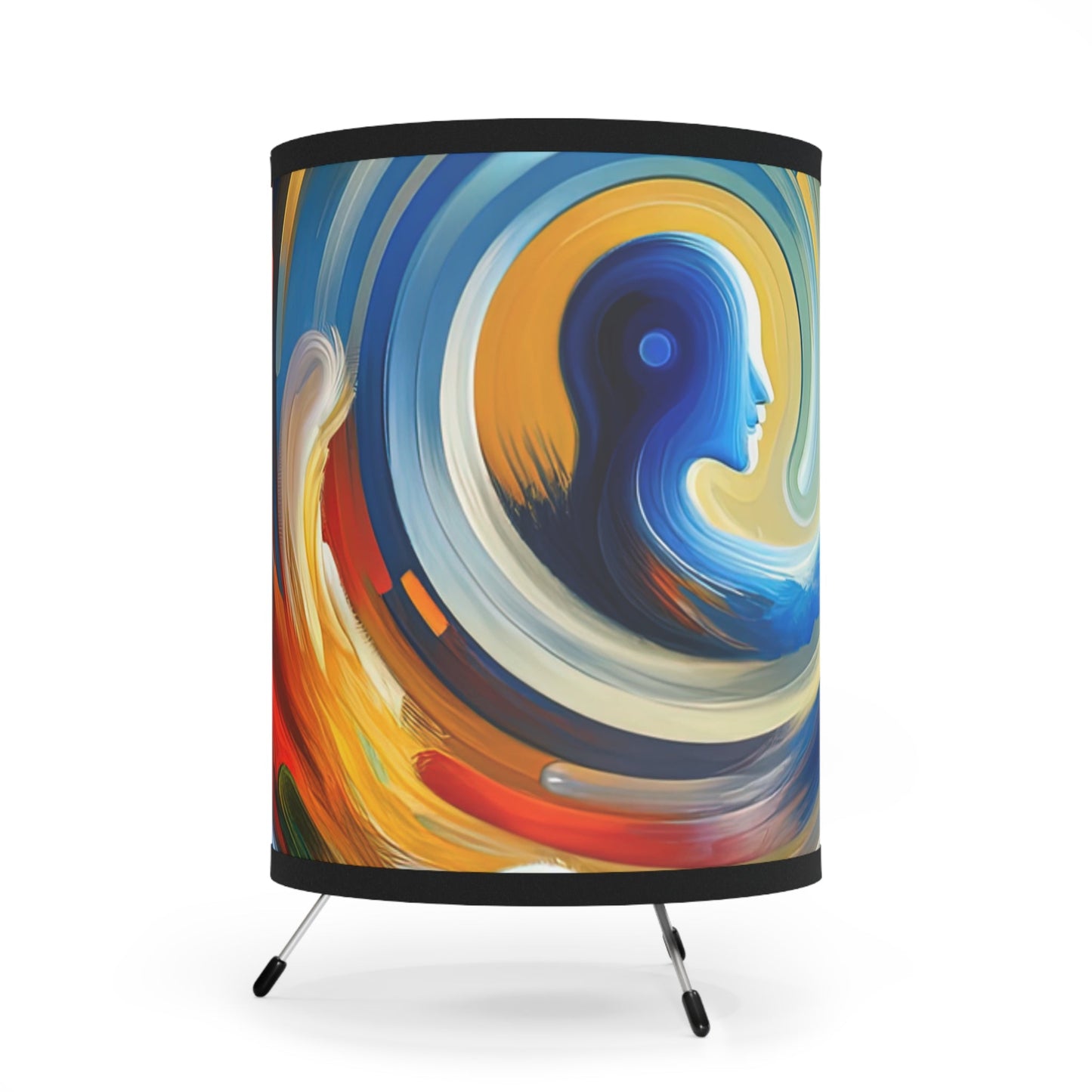 Swipe Connection Tachism Tripod Lamp with High-Res Printed Shade, US\CA plug - ATUH.ART