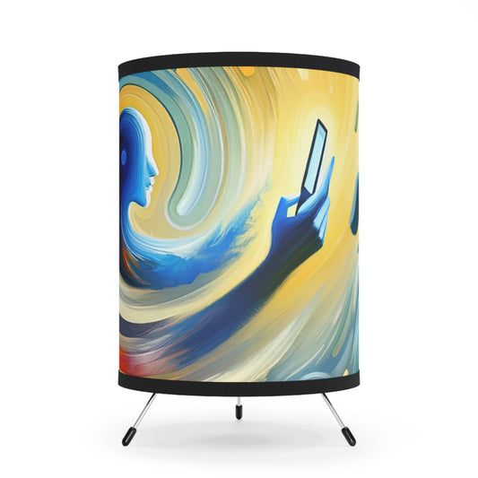 Swipe Connection Tachism Tripod Lamp with High-Res Printed Shade, US\CA plug - ATUH.ART