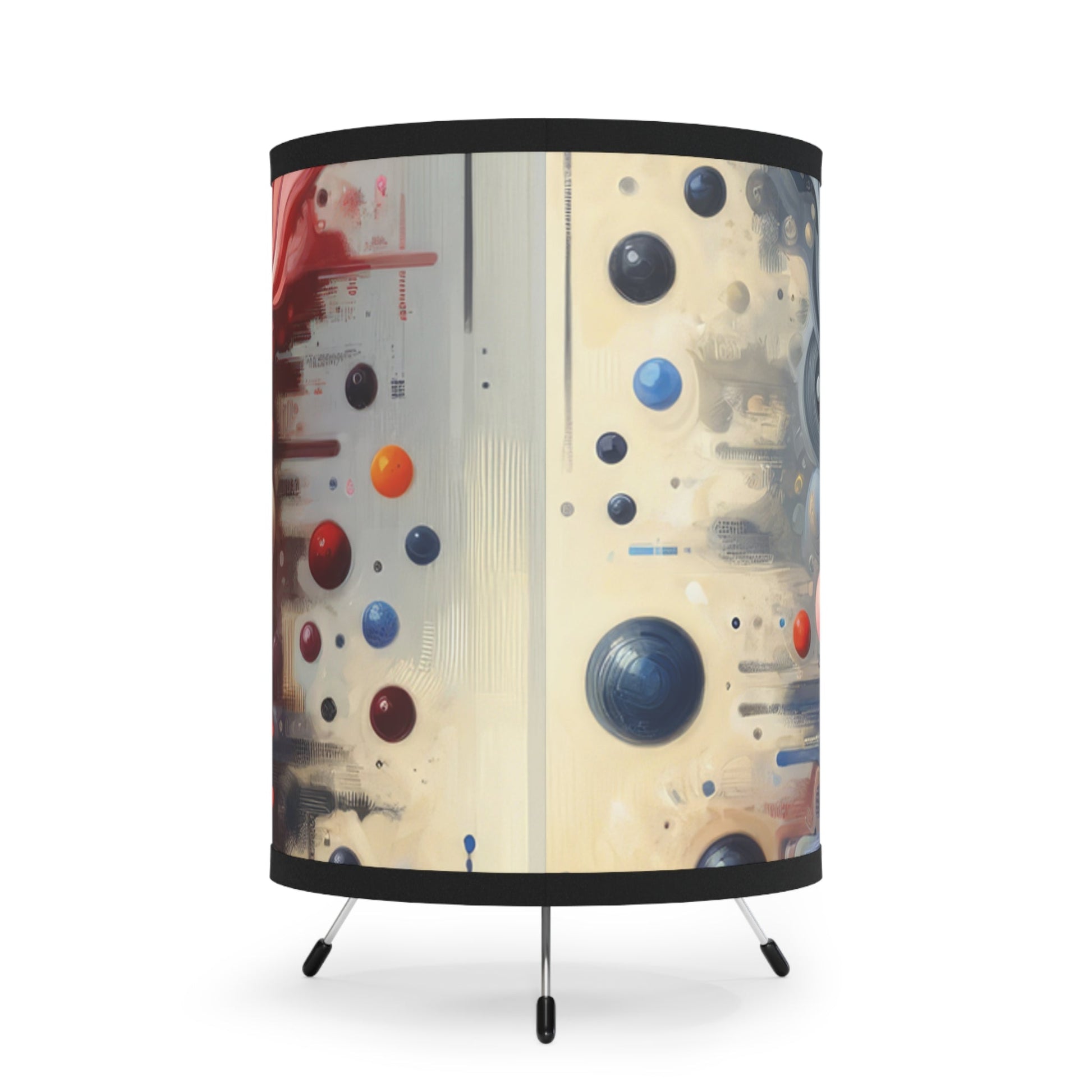 Symbiotic Exchange Abstract Tripod Lamp with High-Res Printed Shade, US\CA plug - ATUH.ART