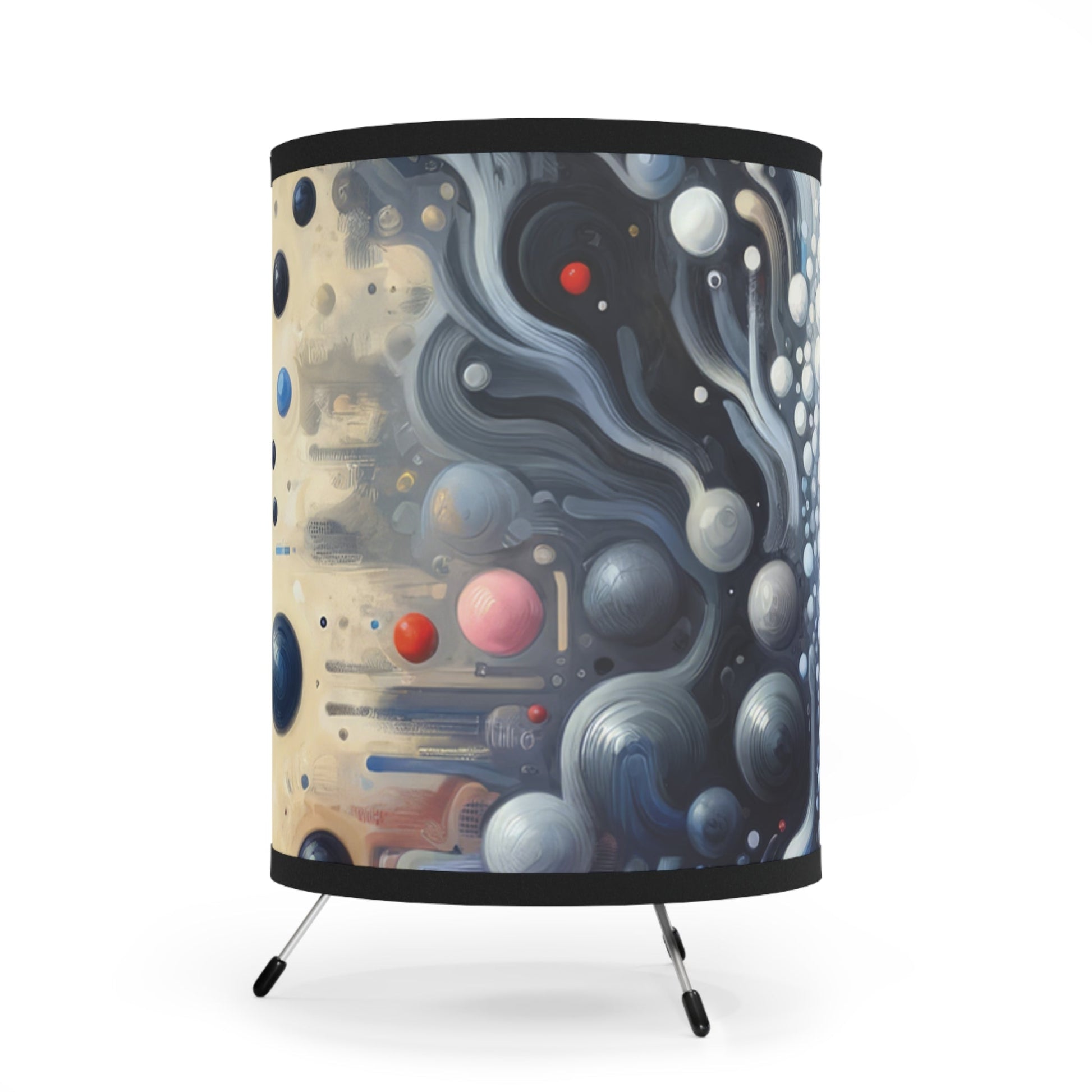 Symbiotic Exchange Abstract Tripod Lamp with High-Res Printed Shade, US\CA plug - ATUH.ART