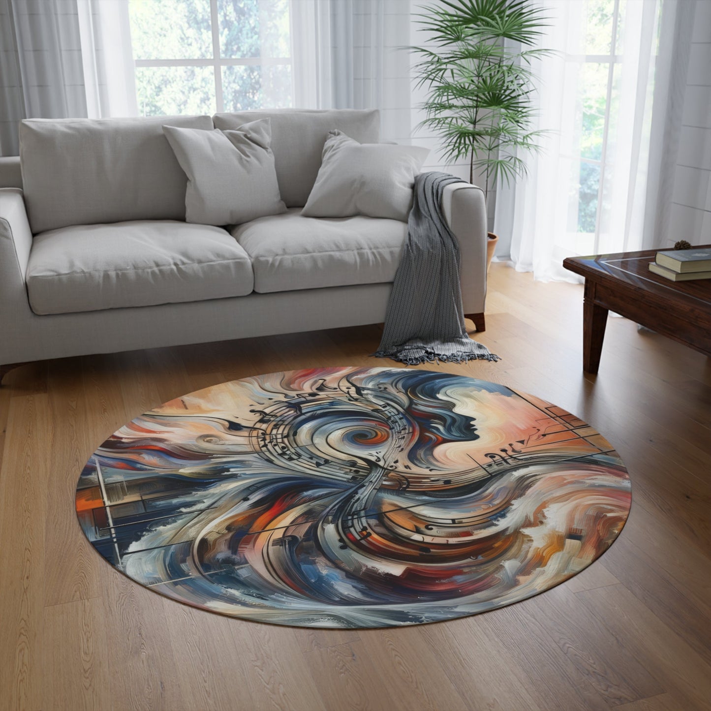 Symphonic Empathic Swirls Round Rug - ATUH.ART