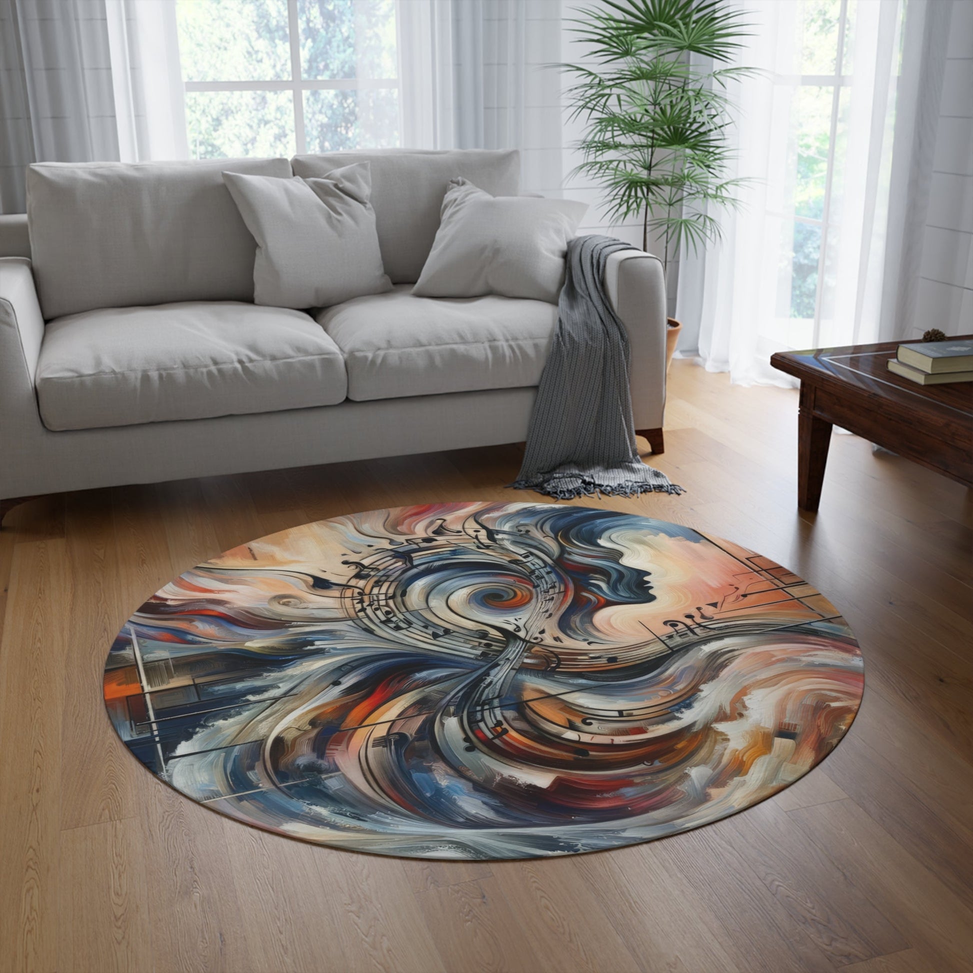 Symphonic Empathic Swirls Round Rug - ATUH.ART
