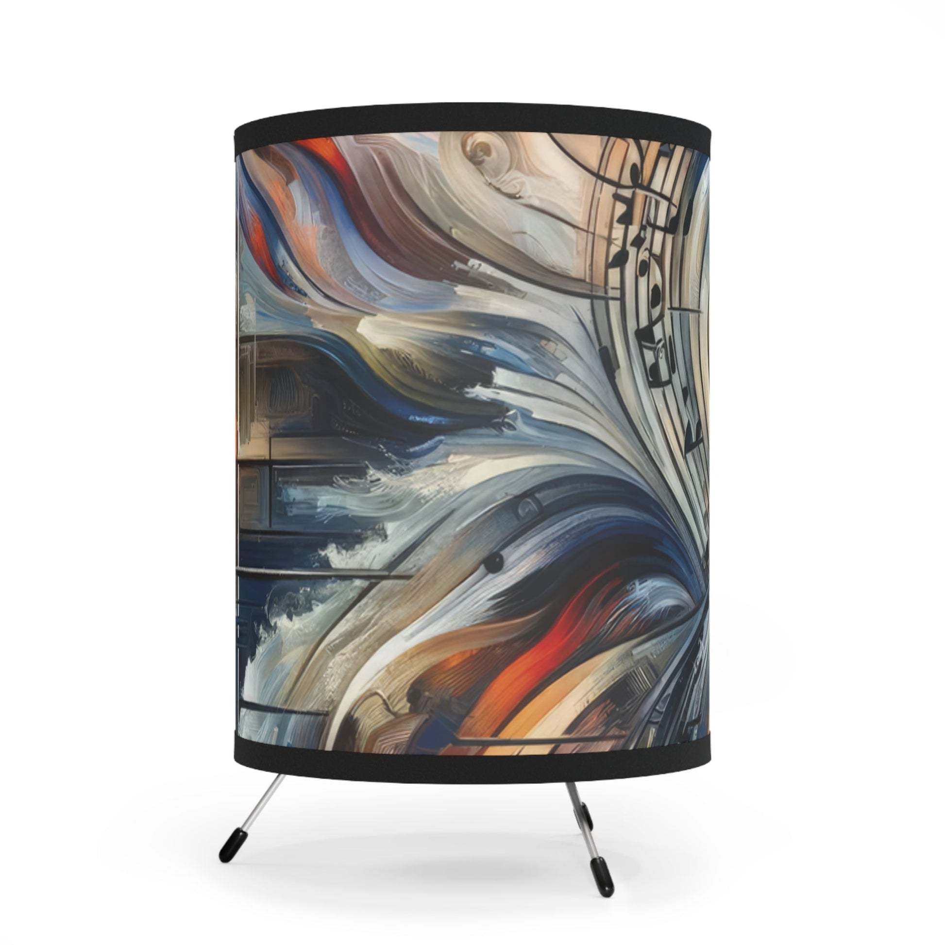 Symphonic Empathic Swirls Tripod Lamp with High-Res Printed Shade, US\CA plug - ATUH.ART