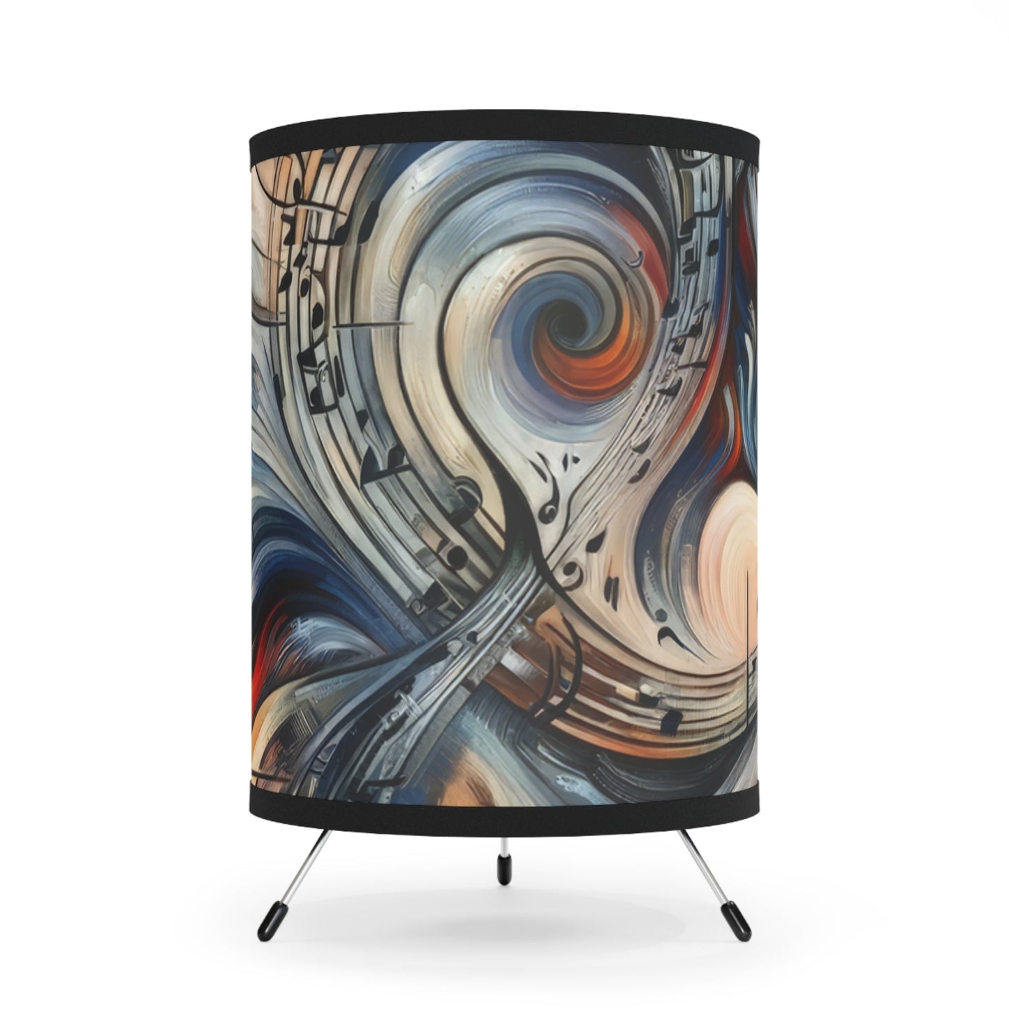 Symphonic Empathic Swirls Tripod Lamp with High-Res Printed Shade, US\CA plug - ATUH.ART