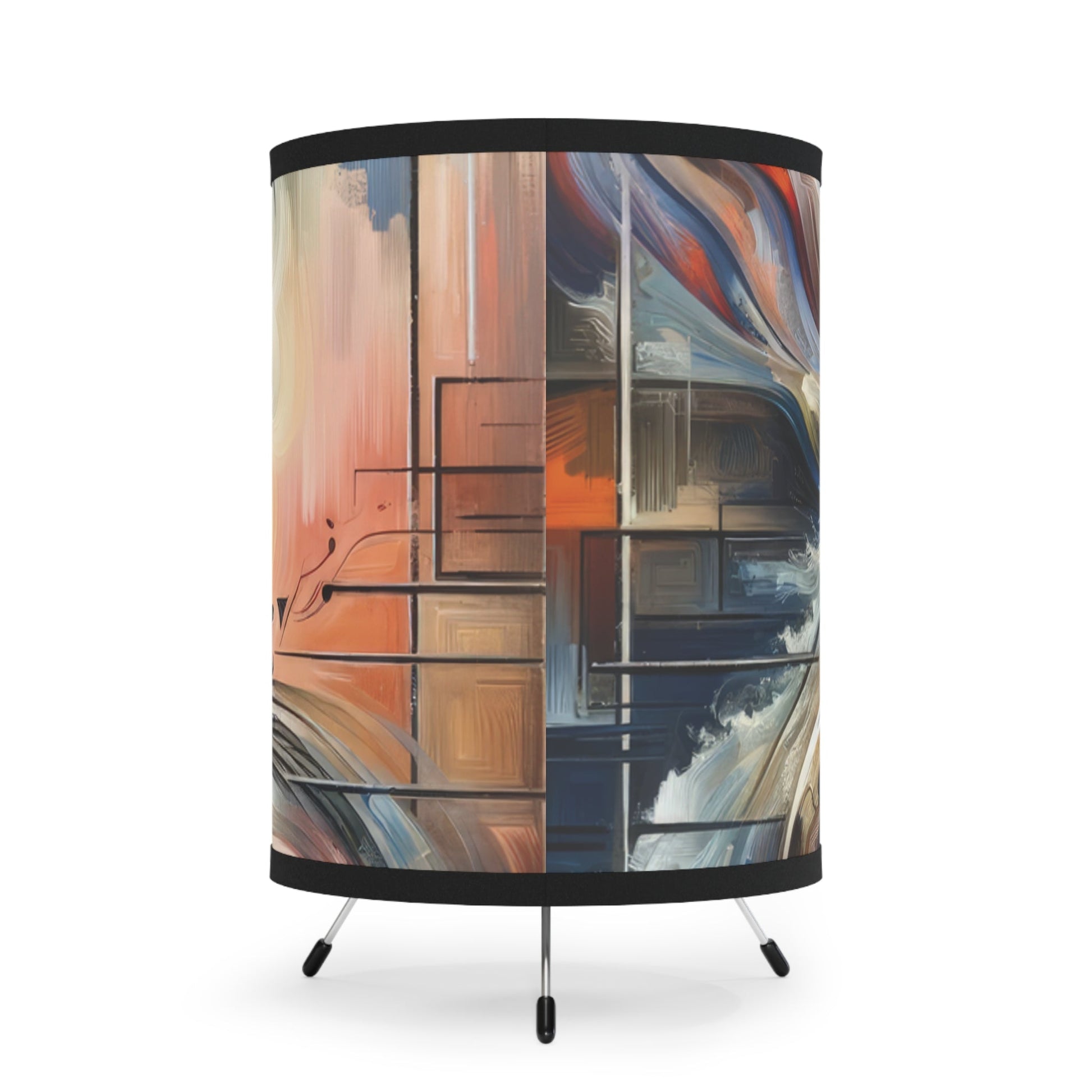 Symphonic Empathic Swirls Tripod Lamp with High-Res Printed Shade, US\CA plug - ATUH.ART