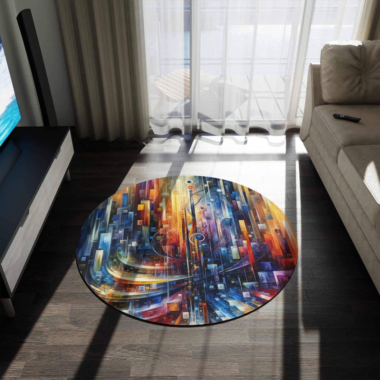 Symphonic Glass Resonance Round Rug - ATUH.ART