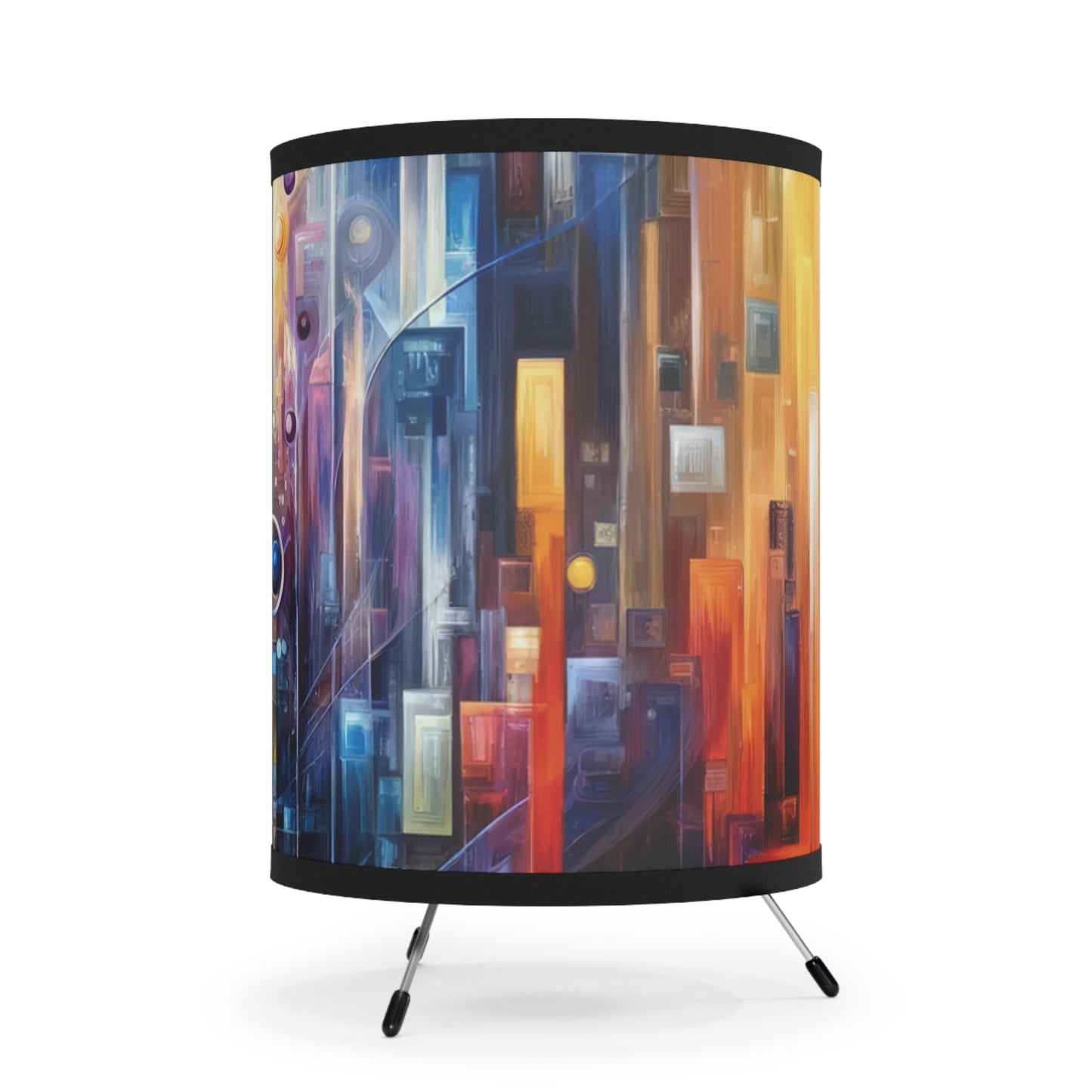 Symphonic Glass Resonance Tripod Lamp with High-Res Printed Shade, US\CA plug - ATUH.ART
