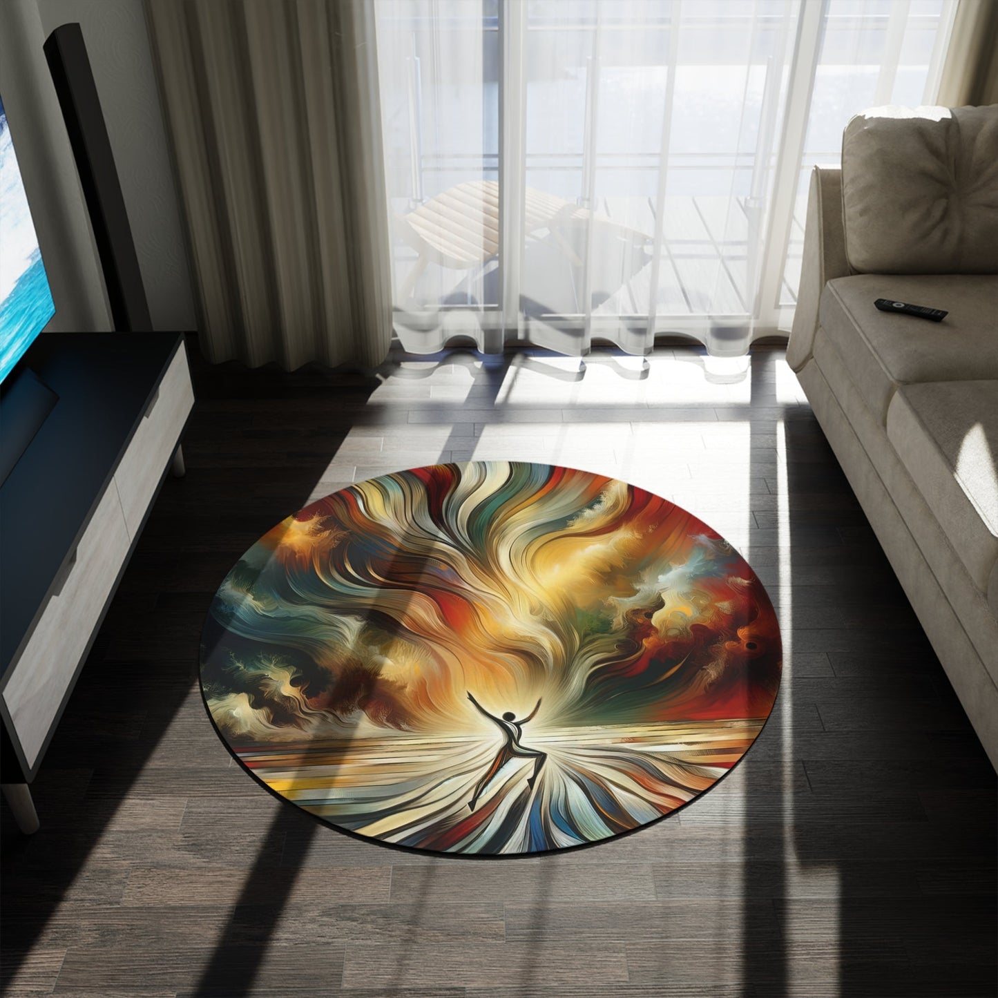 Symphonic Interconnectedness Shift Round Rug - ATUH.ART