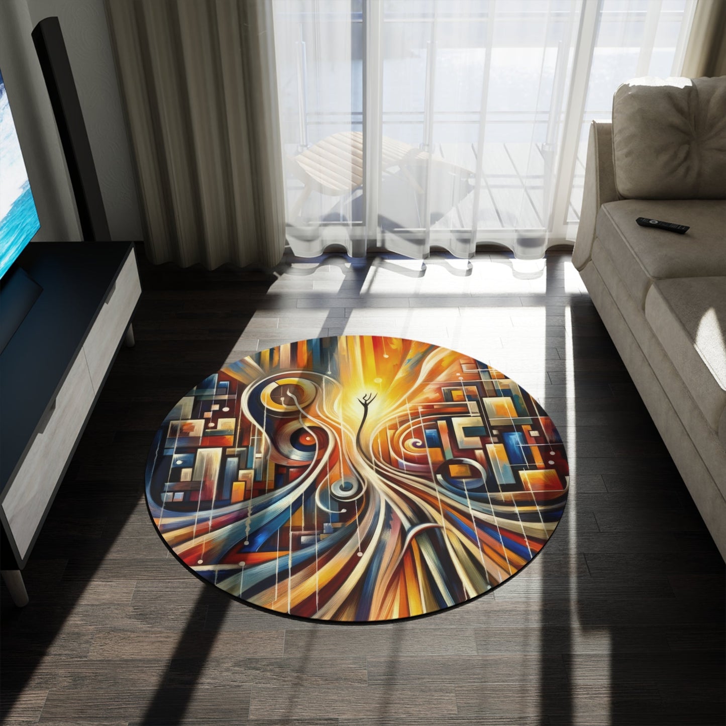 Symphonic Perspective Embarkation Round Rug - ATUH.ART