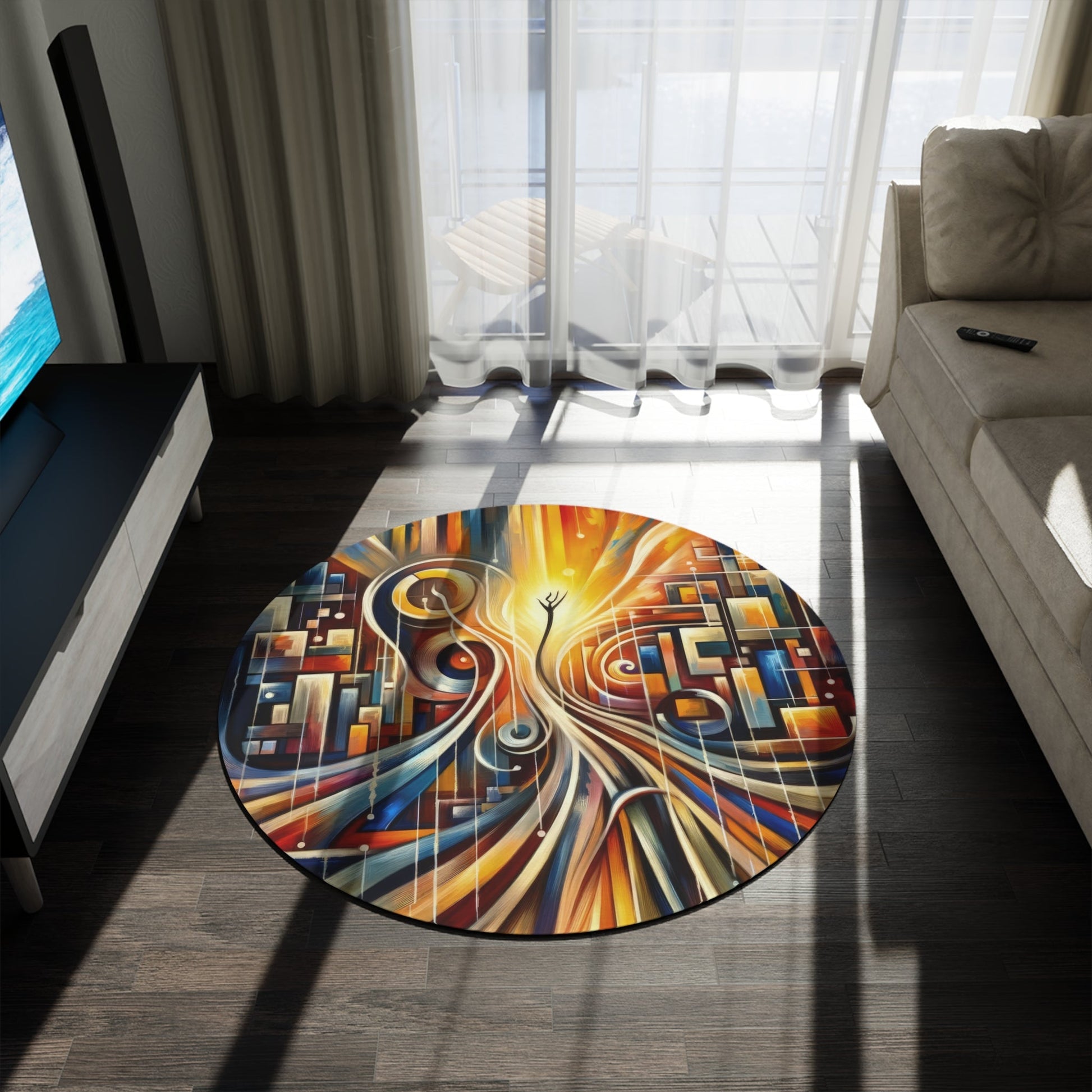 Symphonic Perspective Embarkation Round Rug - ATUH.ART