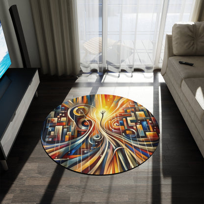 Symphonic Perspective Embarkation Round Rug - ATUH.ART