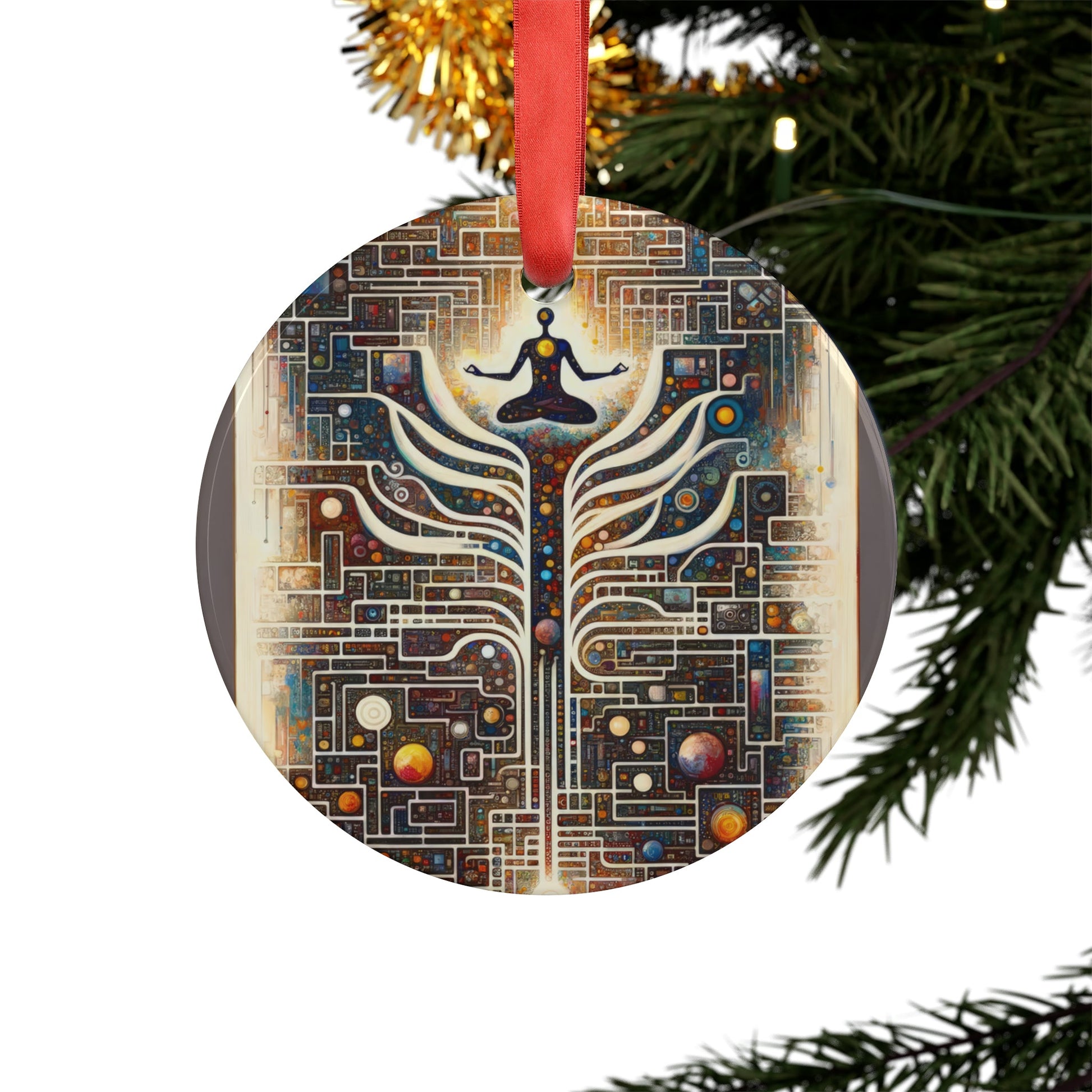 Syncing Silicon Spirituality Acrylic Ornament with Ribbon - ATUH.ART