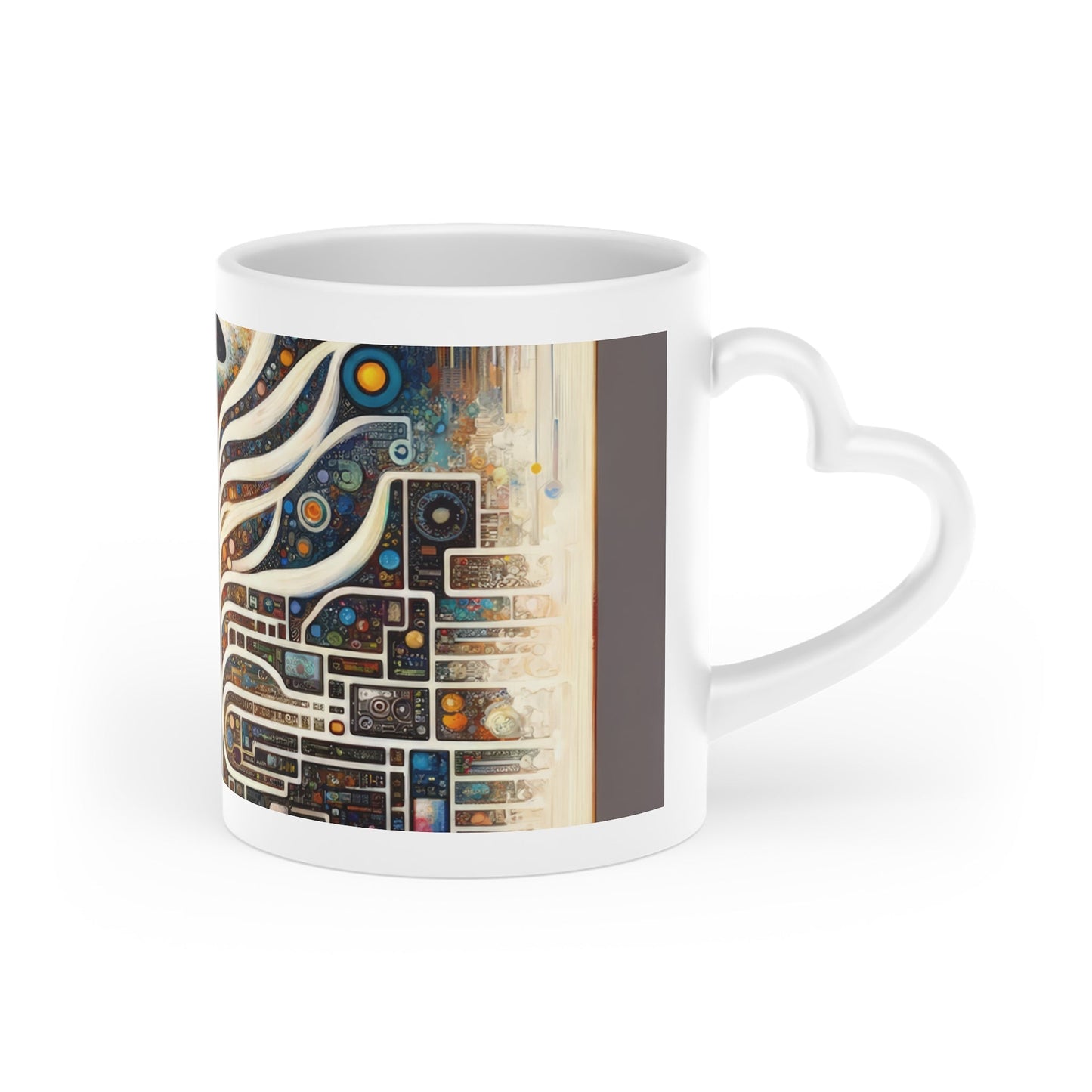 Syncing Silicon Spirituality Heart-Shaped Mug - ATUH.ART