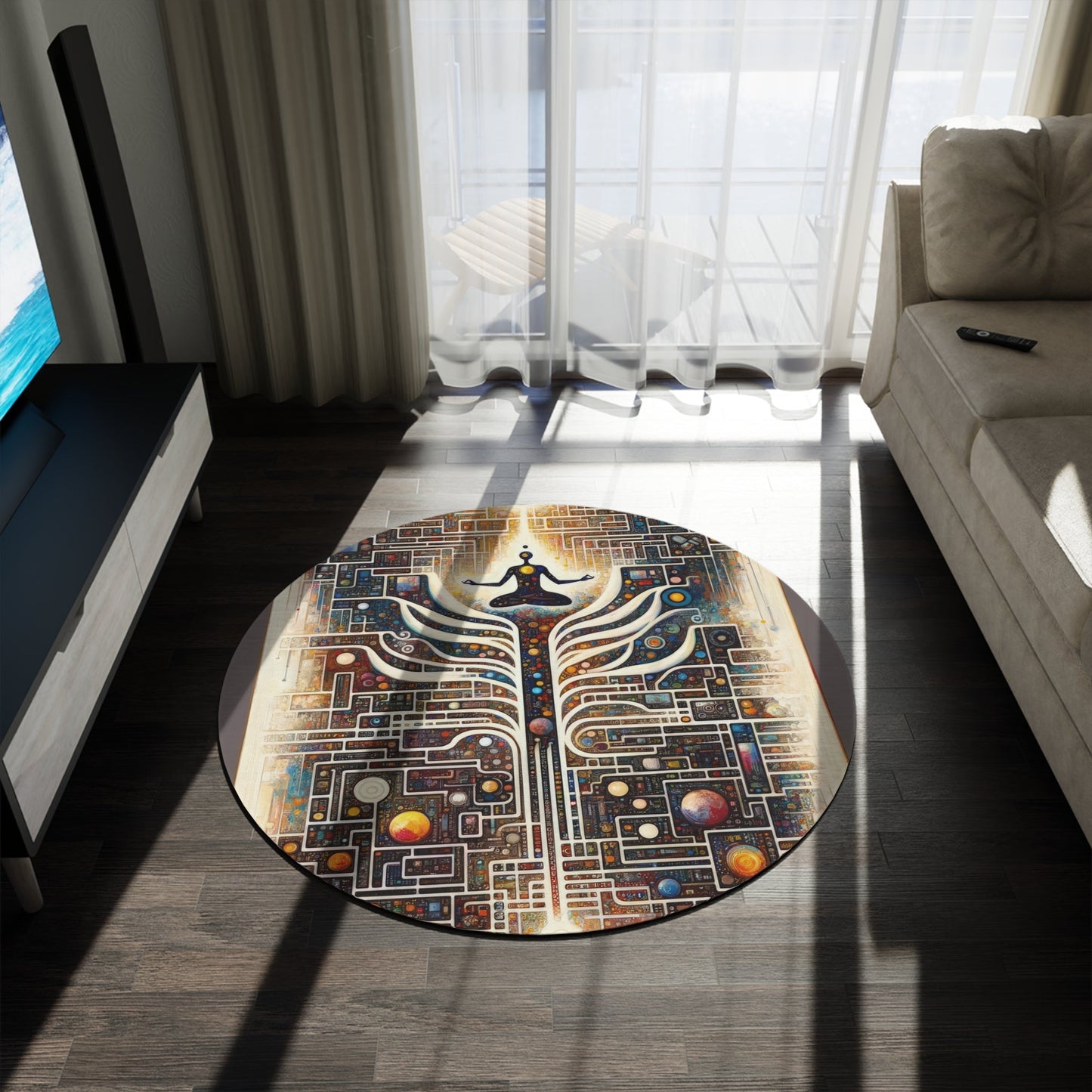 Syncing Silicon Spirituality Round Rug - ATUH.ART